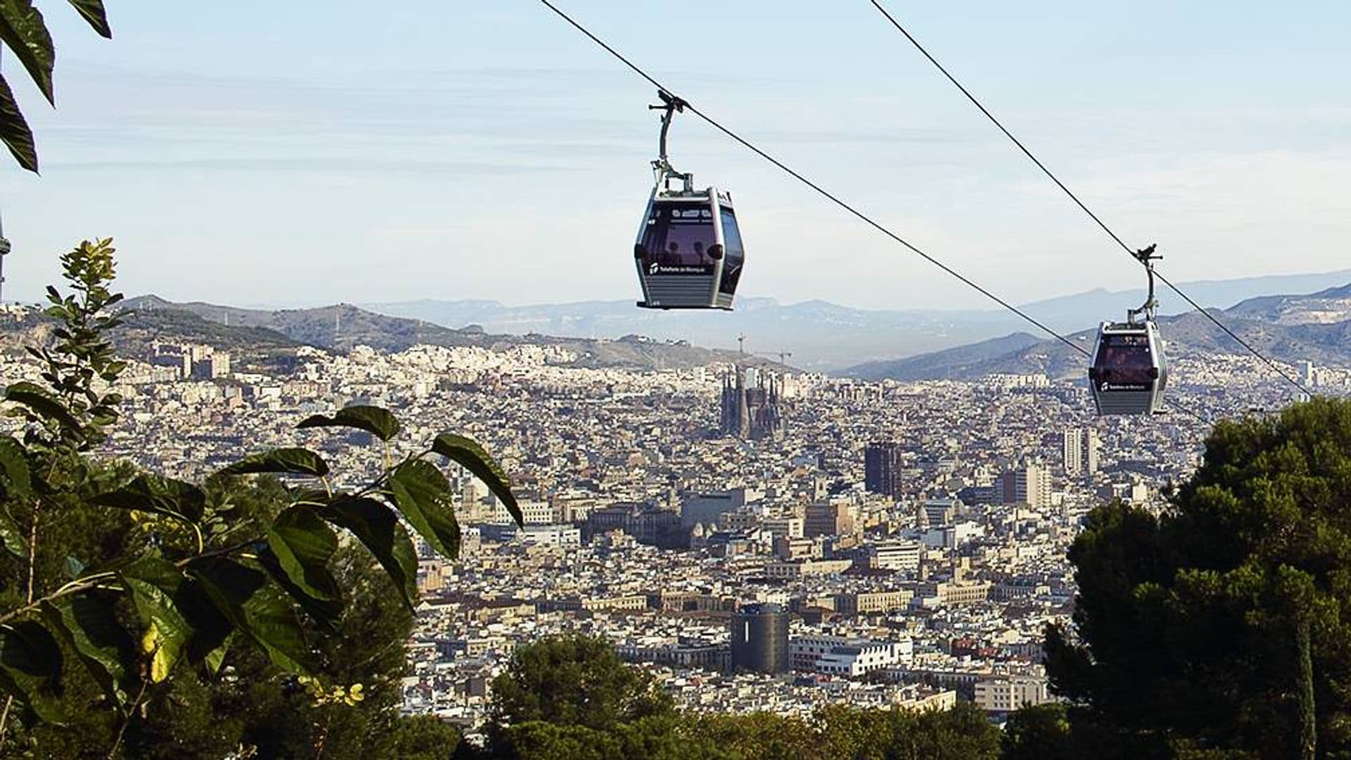 Barcelona Old Town with Montjuic Castle and Cable Car